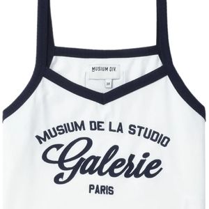 Musium Div. White Logo-Embroidered Cropped Tank Top