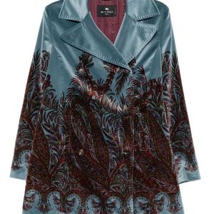 Etro Grey Floral-Print Velvet Jacket
