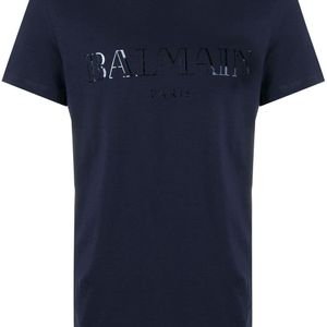 Balmain T-Shirt mit Logo-Print in Blau für Herren