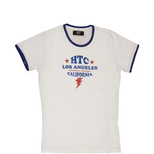 HTC White Graphic-Print Slim-Fit T-Shirt