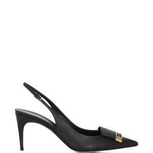 Sergio Rossi Black Sr Evolv Plaque-Detail Slingback Pumps