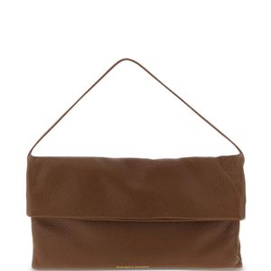 Elisabetta Franchi Brown Logo-Embossed Folded Shoulder Bag