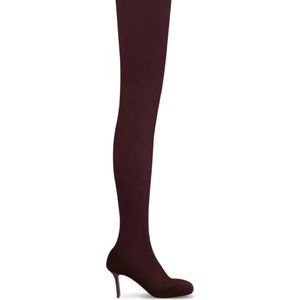 Courreges Purple Square-Toe Mesh Over-The-Knee Boots