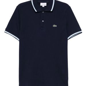 Lacoste Blue Logo-Appliqué Cotton Polo Shirt for men