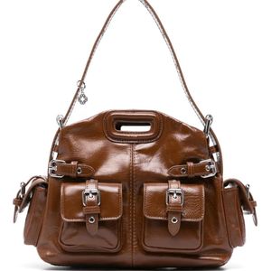 Maje Brown Eyelet-Detail Cross Body Bag