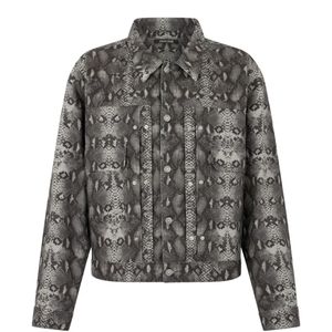 Roberto Cavalli Gray Python-Print Denim Jacket for men
