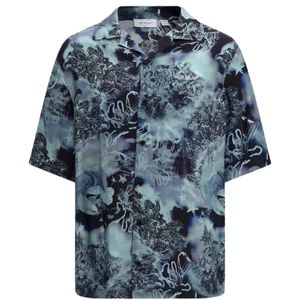 Off-White c/o Virgil Abloh Blue Printed Bowling Shirt for men