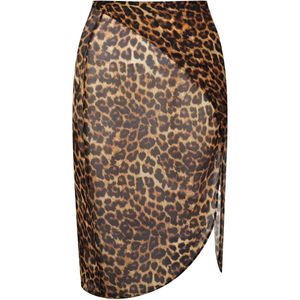 Maison Close Brown Safari Leopard-Print Mini Wrap Skirt