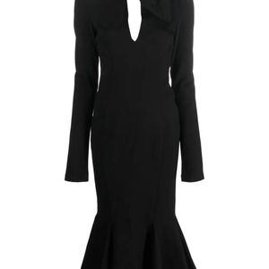 The Attico Black Isabel Open-Back Midi Dress