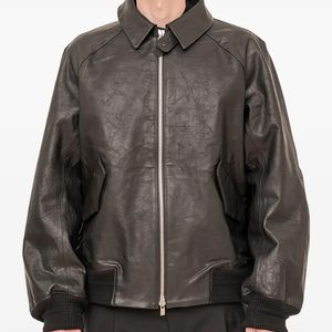 DEVOA Lederjacke Mit Reißverschluss in Grau für Herren