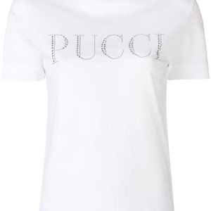 Emilio Pucci ラインストーンロゴ Tシャツ ホワイト