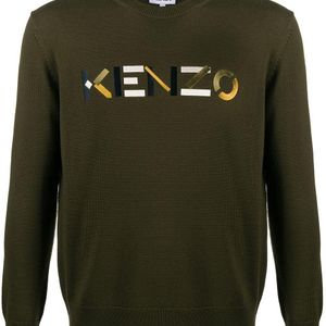 メンズ KENZO ロゴ セーター グリーン