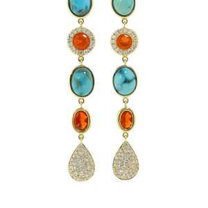 Katherine Jetter Metallic 18kt Yellow Gold Diamond Opal Five Drop Earrings