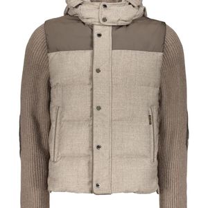 Moorer Brown Hooded-Neck Padded Jacket for men