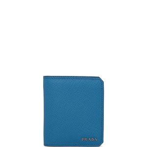 メンズ Prada 二つ折り財布 ブルー