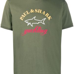 メンズ Paul & Shark ロゴ Tシャツ グリーン