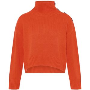 Yves Salomon Red Button-Detail High-Neck Sweater