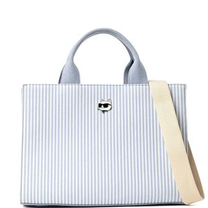 Karl Lagerfeld Blue Medium Ikon Choupette Striped Tote Bag