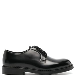 Doucal's Black Leather Lace-Up Derby Shoes for men