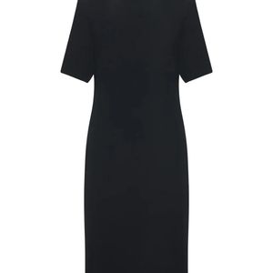The Row Black Short-Sleeved Shift Dress