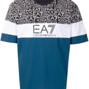 メンズ EA7 カラーブロック Tシャツ ブルー