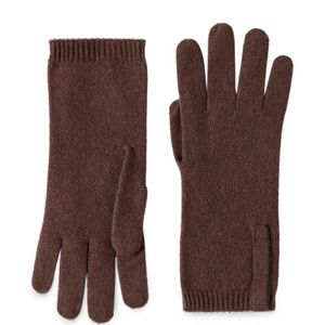 Brunello Cucinelli Brown Cashmere Knit Gloves With Monili