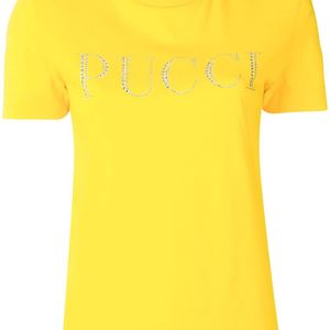 Emilio Pucci ラインストーンロゴ Tシャツ イエロー
