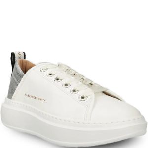 Alexander Smith White Wembley Metallic-Panel Sneakers