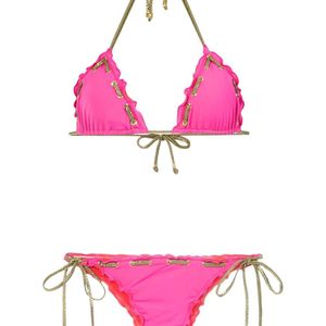 Bikini con detalles de costuras Amir Slama de color Rosa