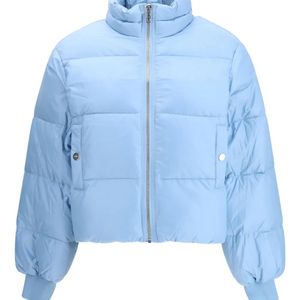 Ganni Blue Zip-Up Puffer Jacket