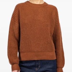 Iris Von Arnim Brown Avelina Ribbed Sweater