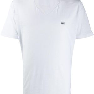 メンズ DIESEL Vネック ロゴ Tシャツ ホワイト