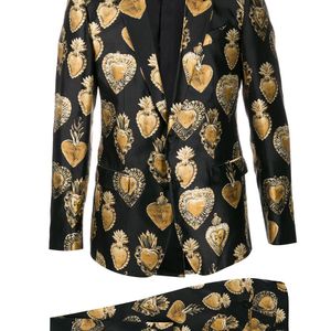 メンズ Dolce & Gabbana ハート プリント スーツ ブラック