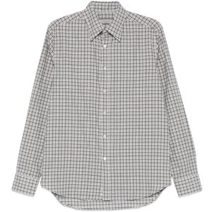 Canali Grey Checked Cotton Shirt for men