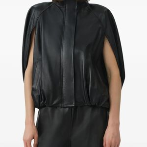 Jonathan Simkhai Black Jada Leather Cape Jacket