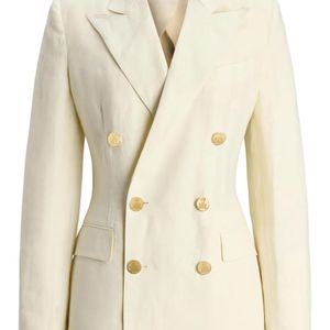 Ralph Lauren Natural V-Neck Linen Blazer
