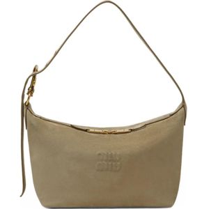 Miu Miu Natural Spirit Logo-Embossed Suede Shoulder Bag