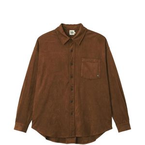 B+ AB Brown Faux-Suede Chest-Pocket Shirt