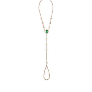Jacquie Aiche White Bracelet En Or 14Ct À Diamants Et Émeraude