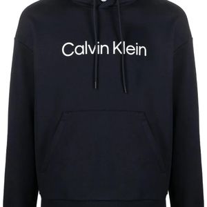 Calvin Klein Blue Logo-Print Cotton Hoodie for men