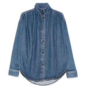 IRO Blue Julie Button High-Neck Denim Jacket