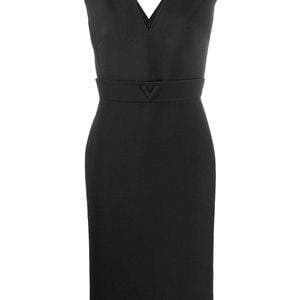Valentino Midi-jurk Met V-detail in het Zwart