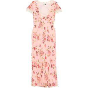 Rixo Pink Clarice Midi Dress