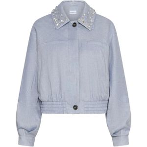 Marella Blue Embellished Cropped Jacket