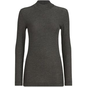 Brunello Cucinelli Black Sparkling Virgin-Wool Mock-Neck Long-Sleeve T-Shirt With Monili