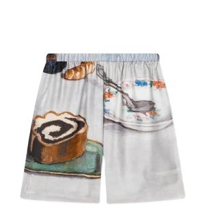 Nanushka White Anne Graphic-Print Elasticated Shorts