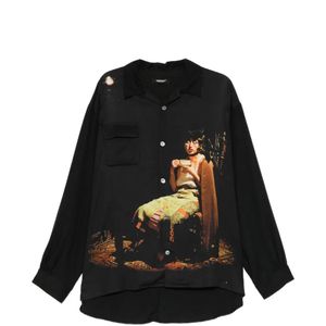 Undercover Black Graphic-Print Flap-Pocket Shirt for men
