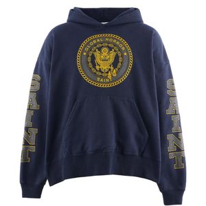 SAINT Mxxxxxx Blue Logo-Print Graphic-Print Hoodie for men