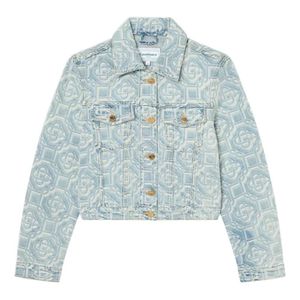 Casablanca Blue Monogram-Pattern Denim Jacket