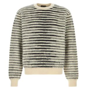 Tom Ford White Striped Crew-Neck Sweater for men